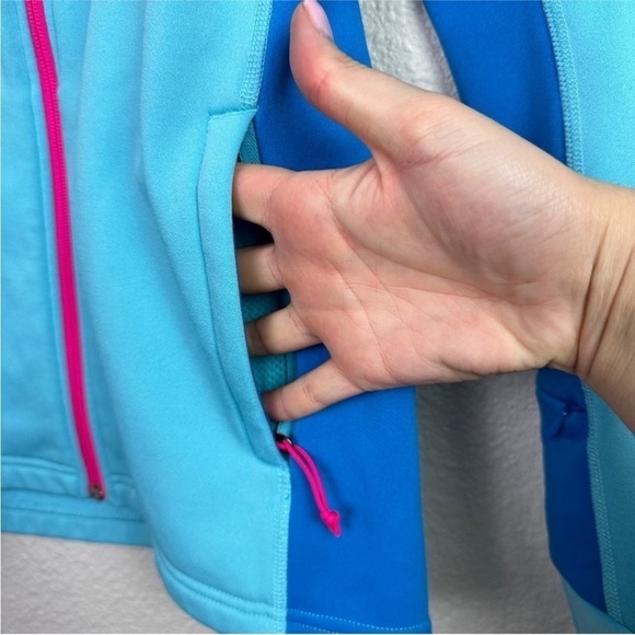 North Face Polartec Fleece Jacket Light Blue Pink Full Zip Small Transitional - Picture 5 of 13
